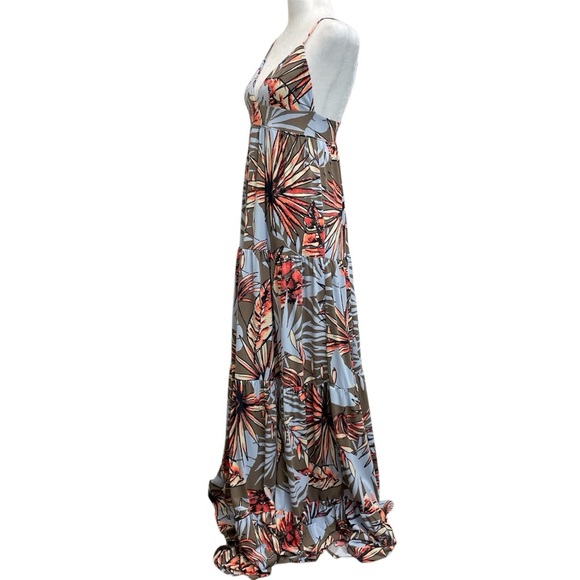 Maaji Spontaneity Blue Frond & Leaf Printed Cover-Up Maxi Dress - Picture 3 of 10